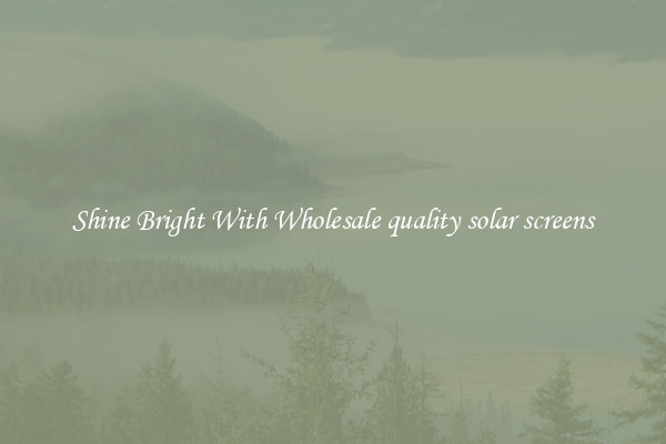 Shine Bright With Wholesale quality solar screens