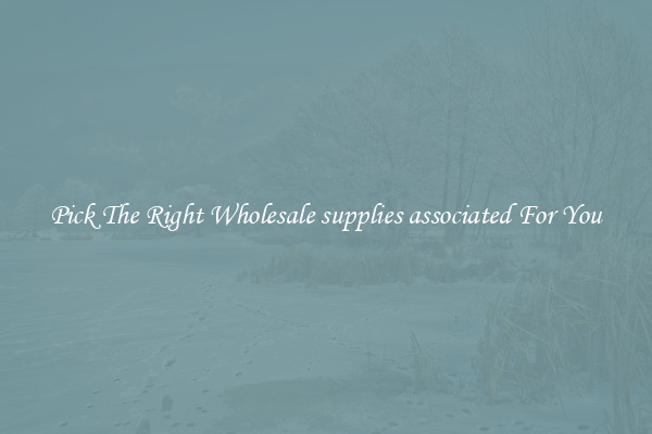 Pick The Right Wholesale supplies associated For You